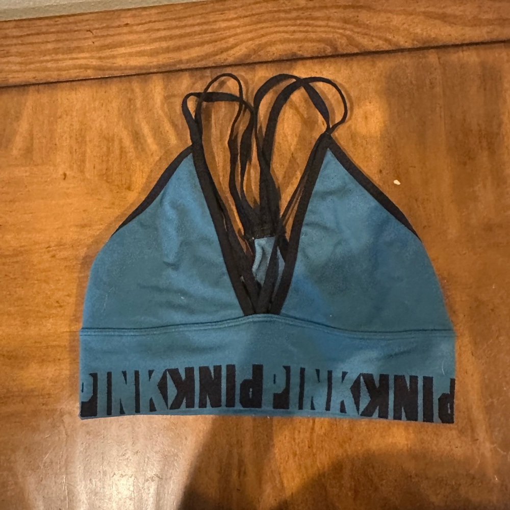 PINK Victoria's Secret Blue and Black Sports Bra